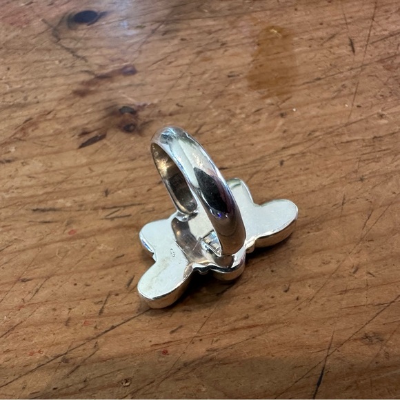 Sea Sediment Pink Jasper Adjustable Sterling Silver 925 Half Cluster Ring - Picture 8 of 9